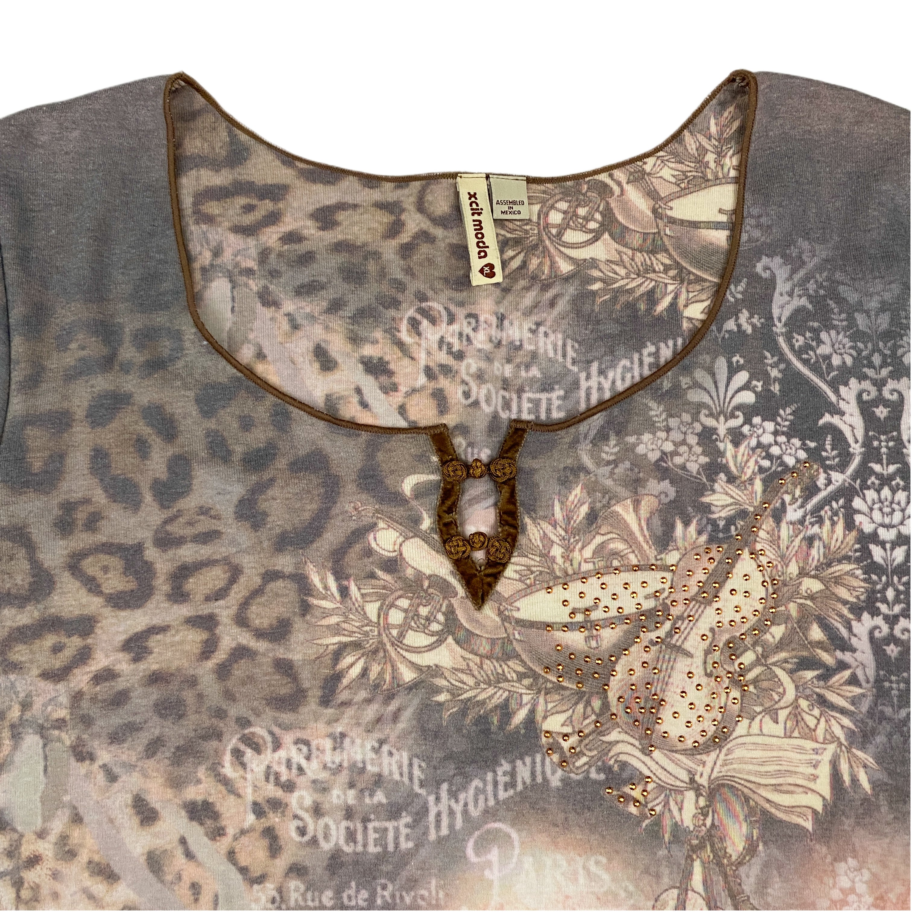 Leopard Rhinestone Tee (XL)
