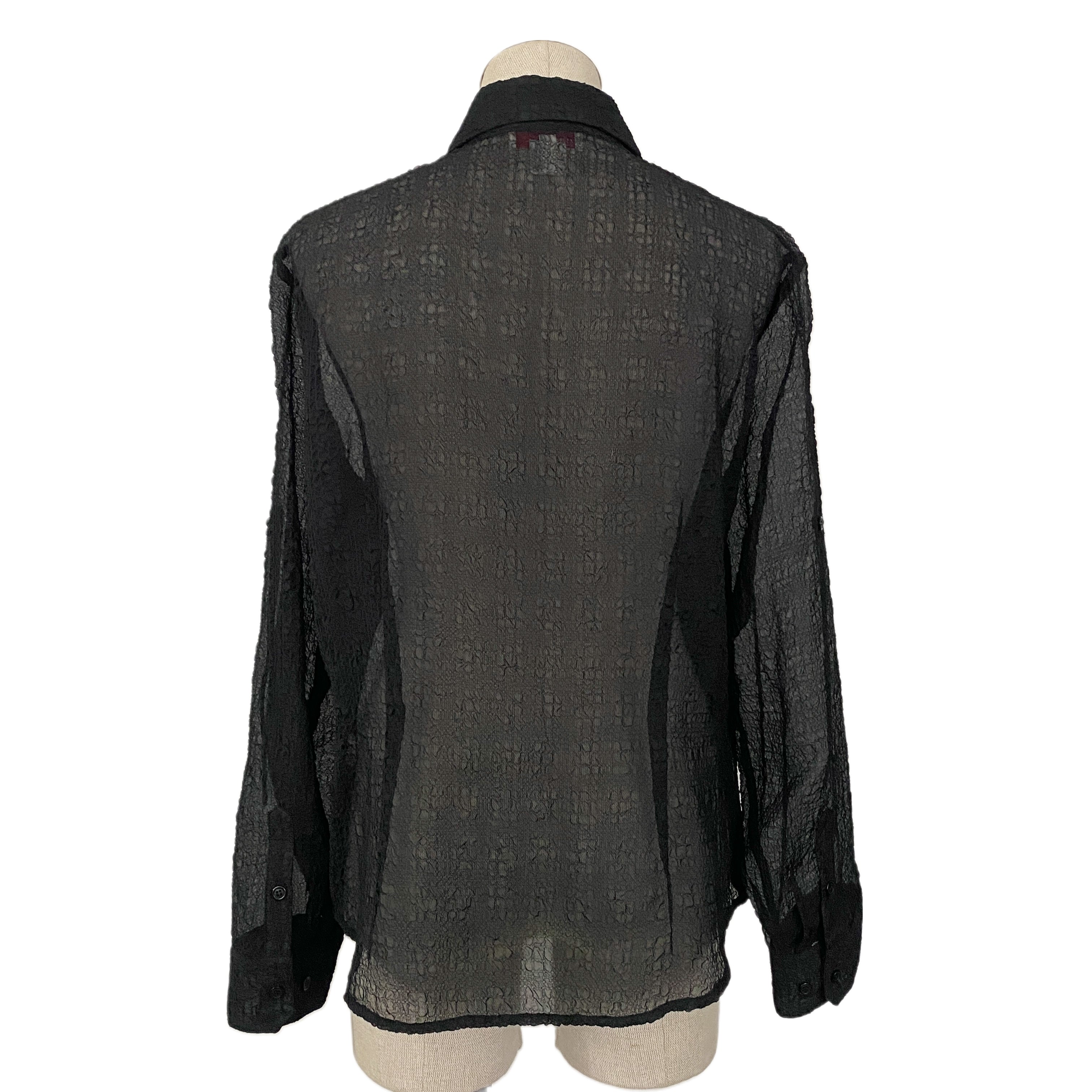 Vintage Sheer Black Organza Blouse (XL)