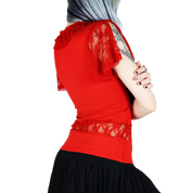 French Red Lace Top (S)