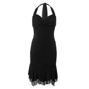 La Belle Sexy Black Halter Dress (M)