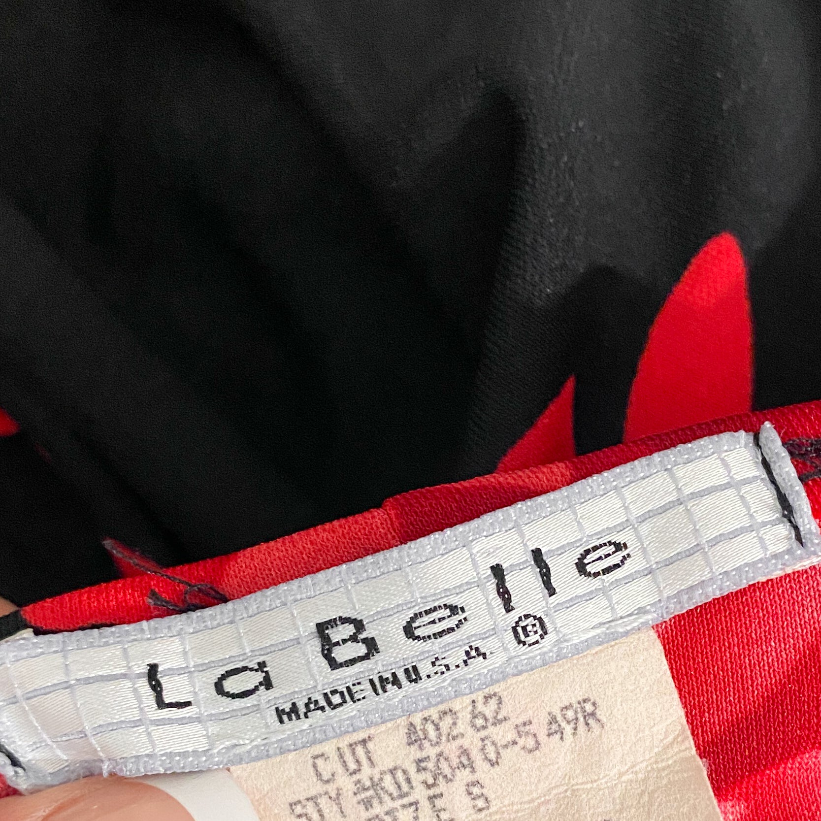 La Belle Red and Black Floral Midi Dress (XS/S)