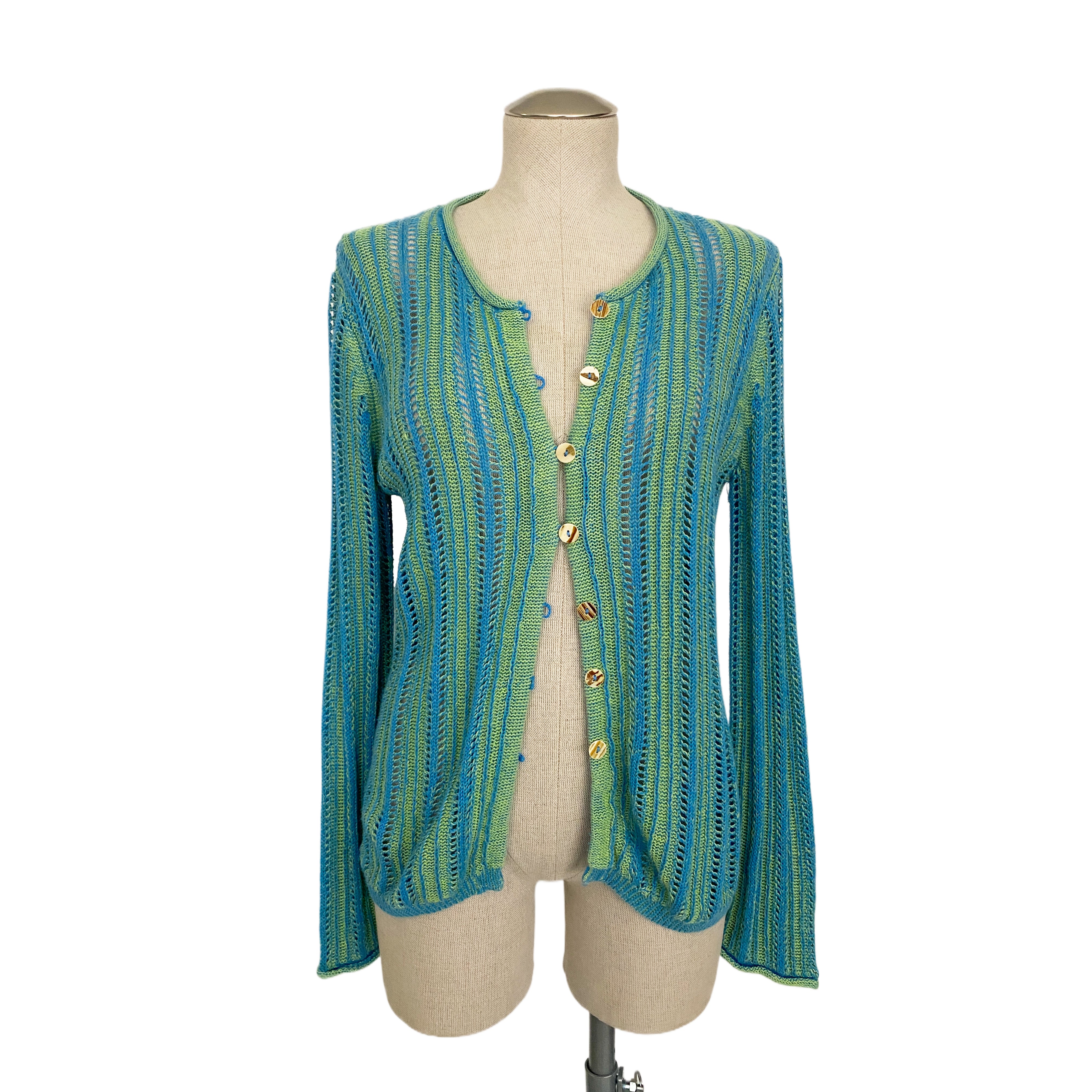 Seafoam Blue Open Knit Cardi (M)