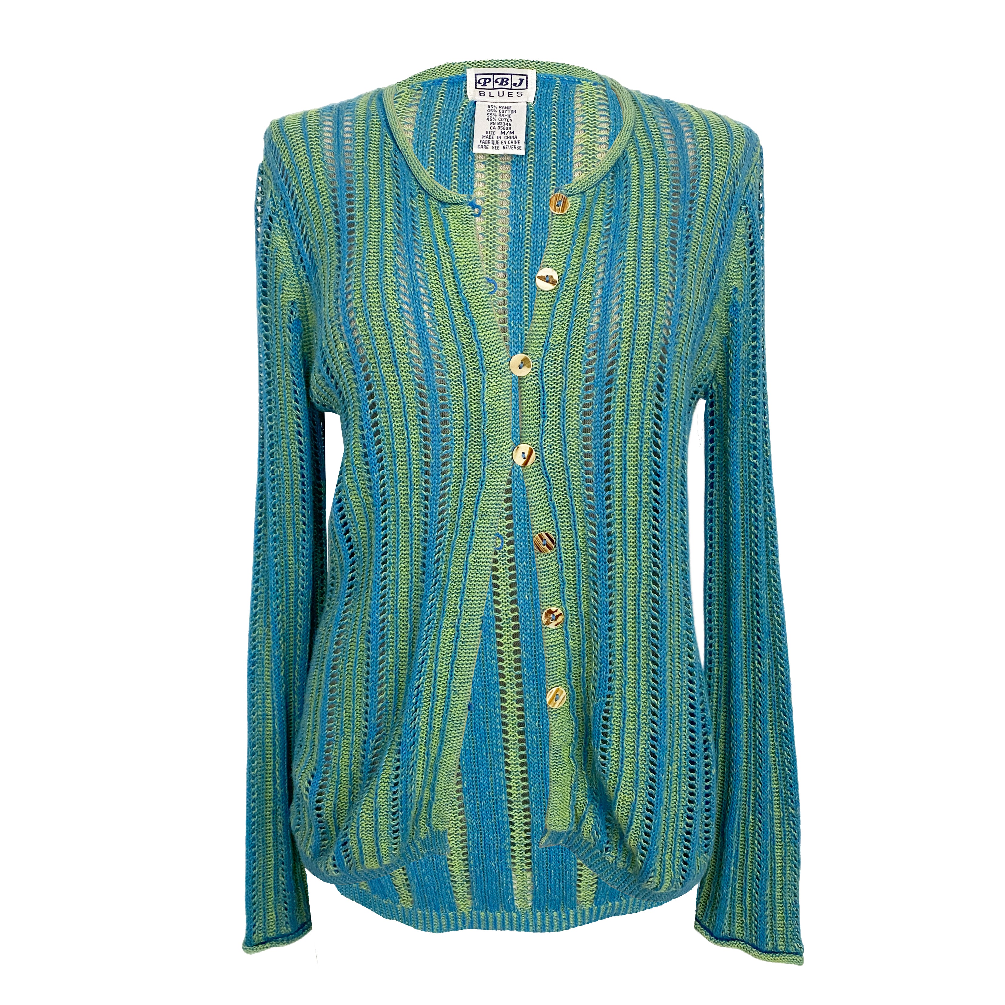 Seafoam Blue Open Knit Cardi (M)