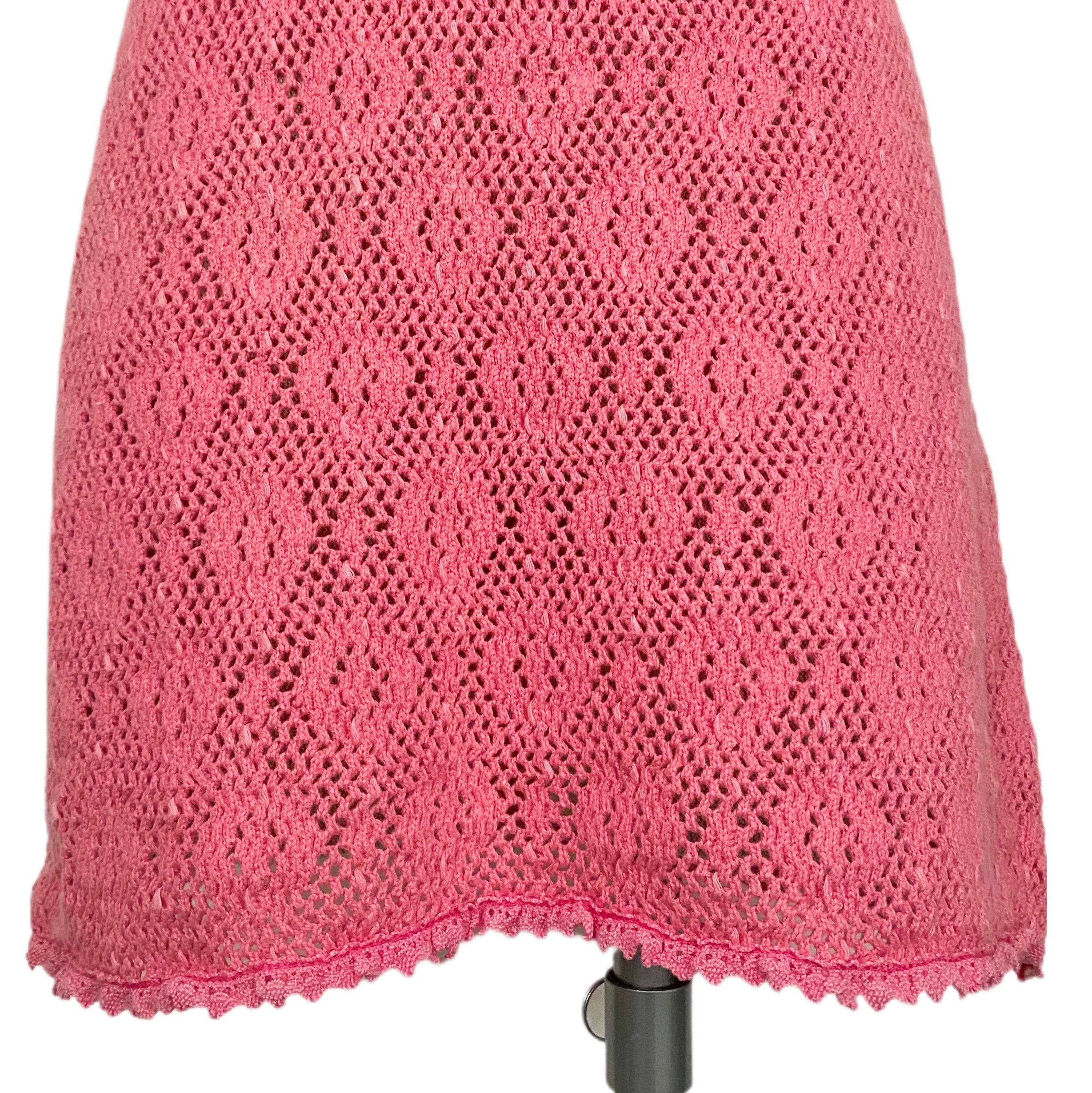 Pink Crochet Mini Shift Dress (S)
