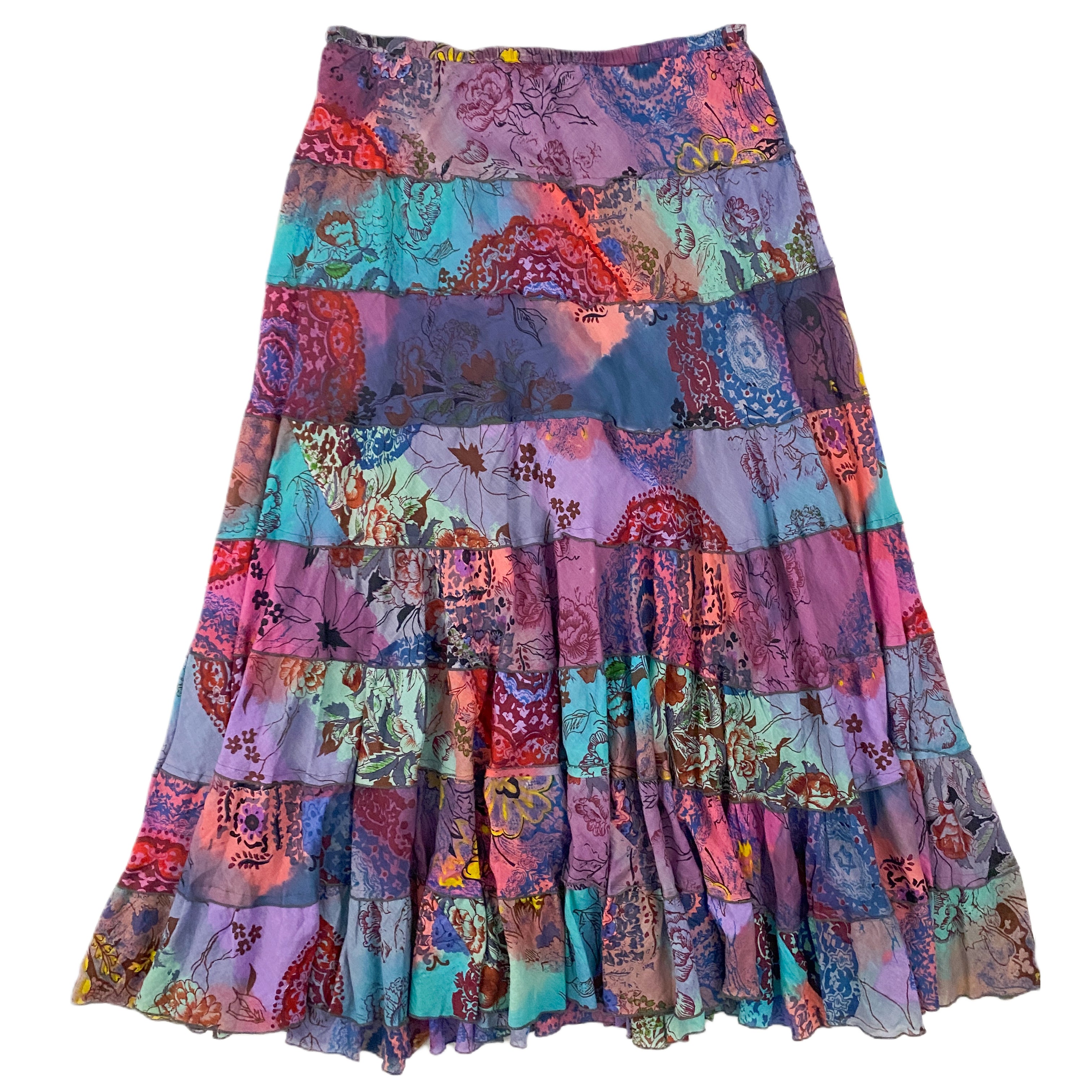 Funky Mixed Print and Tie Dye Maxi Skirt (L)