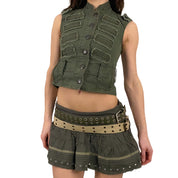 Olive Military Style Vest (XS)