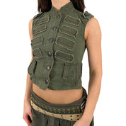 Olive Military Style Vest (XS)