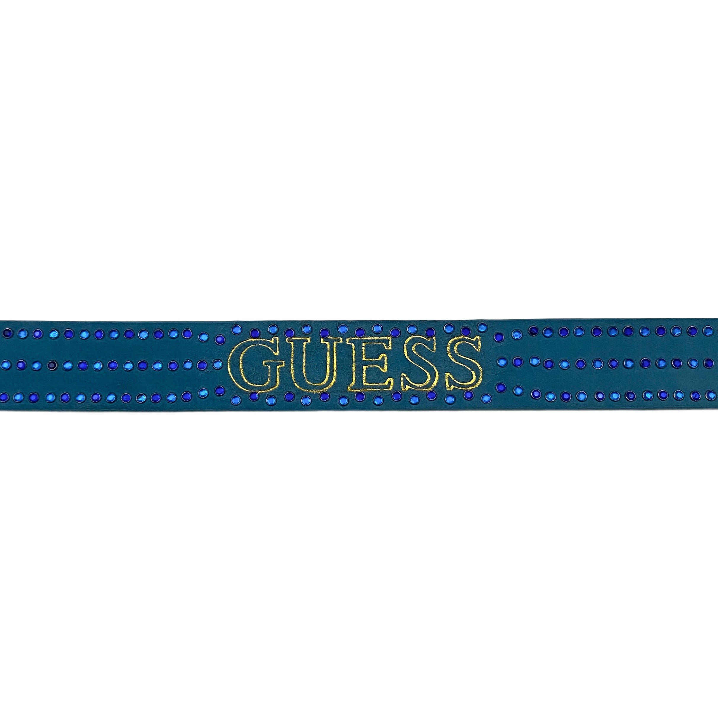 Guess Blue Leather Rhinestone Belt (L)