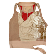 Parasuco 2000s Draped Cowl Neck Graphic Tank Top (M)