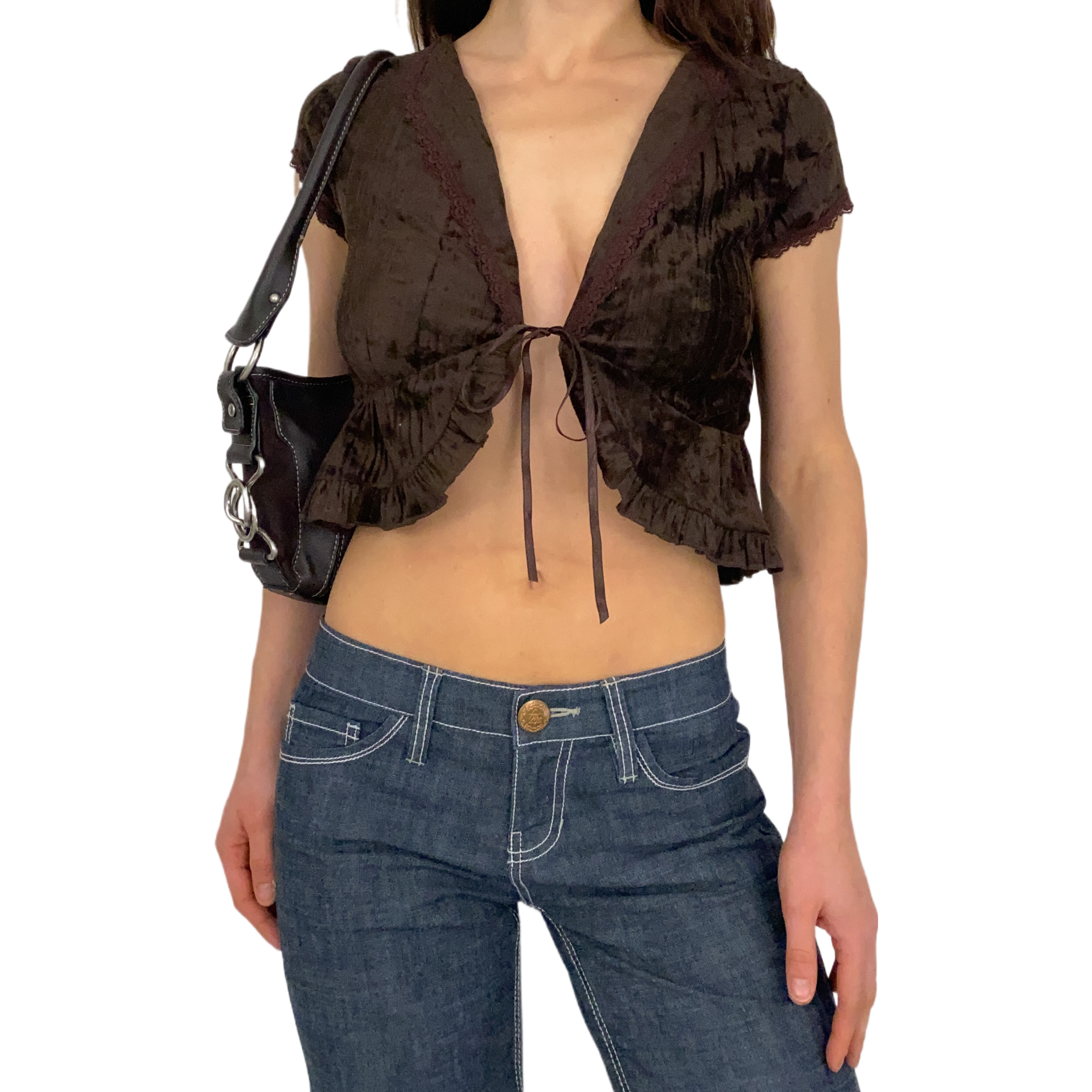 Velvet Tie Front Top (S)