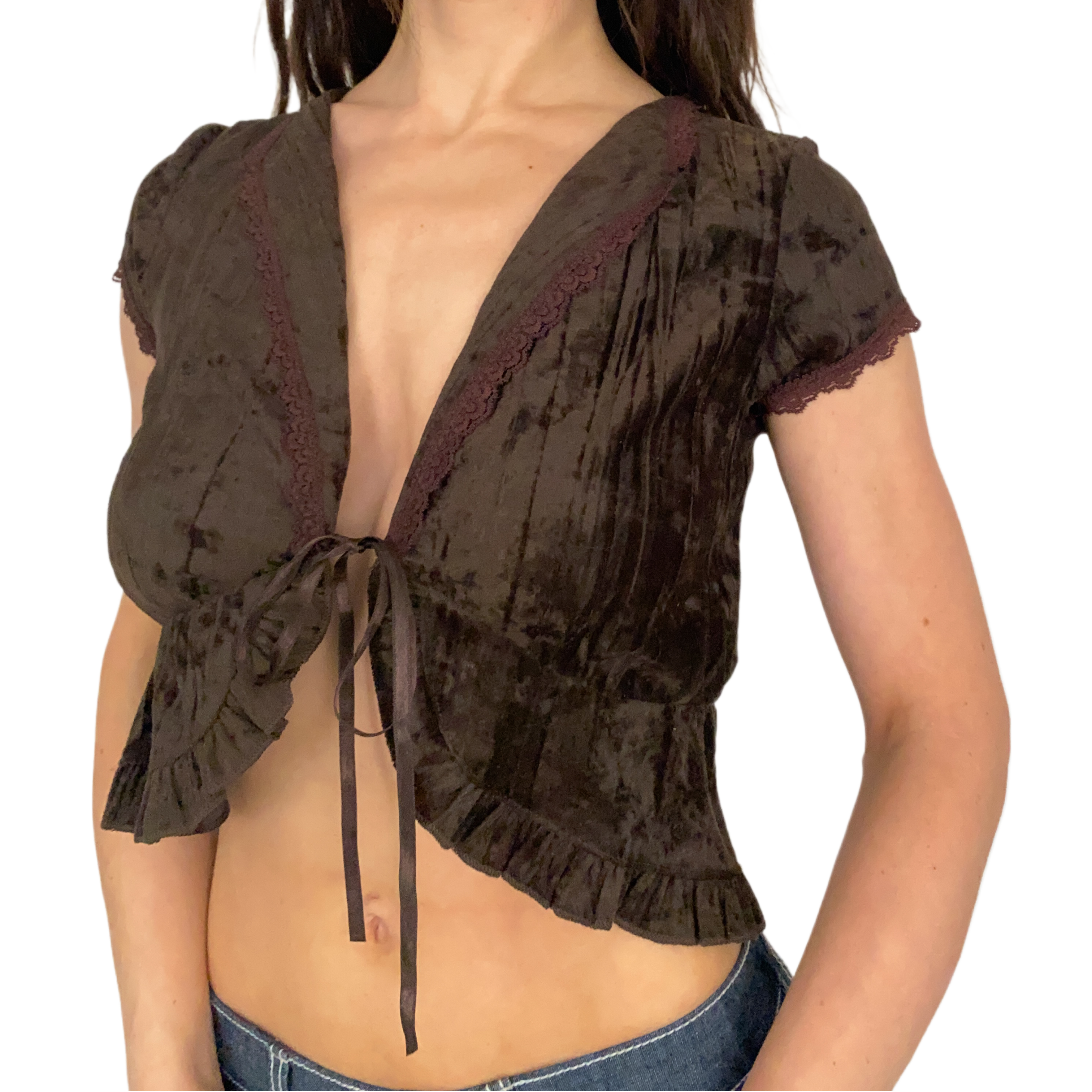 Velvet Tie Front Top (S)
