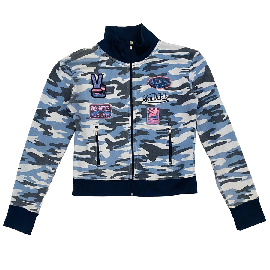 Vintage Von Dutch Blue Camo Racing Zip Jacket (M)