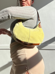 Vintage 1990s Suede Pastel Green Shoulder Bag