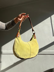 Vintage 1990s Suede Pastel Green Shoulder Bag