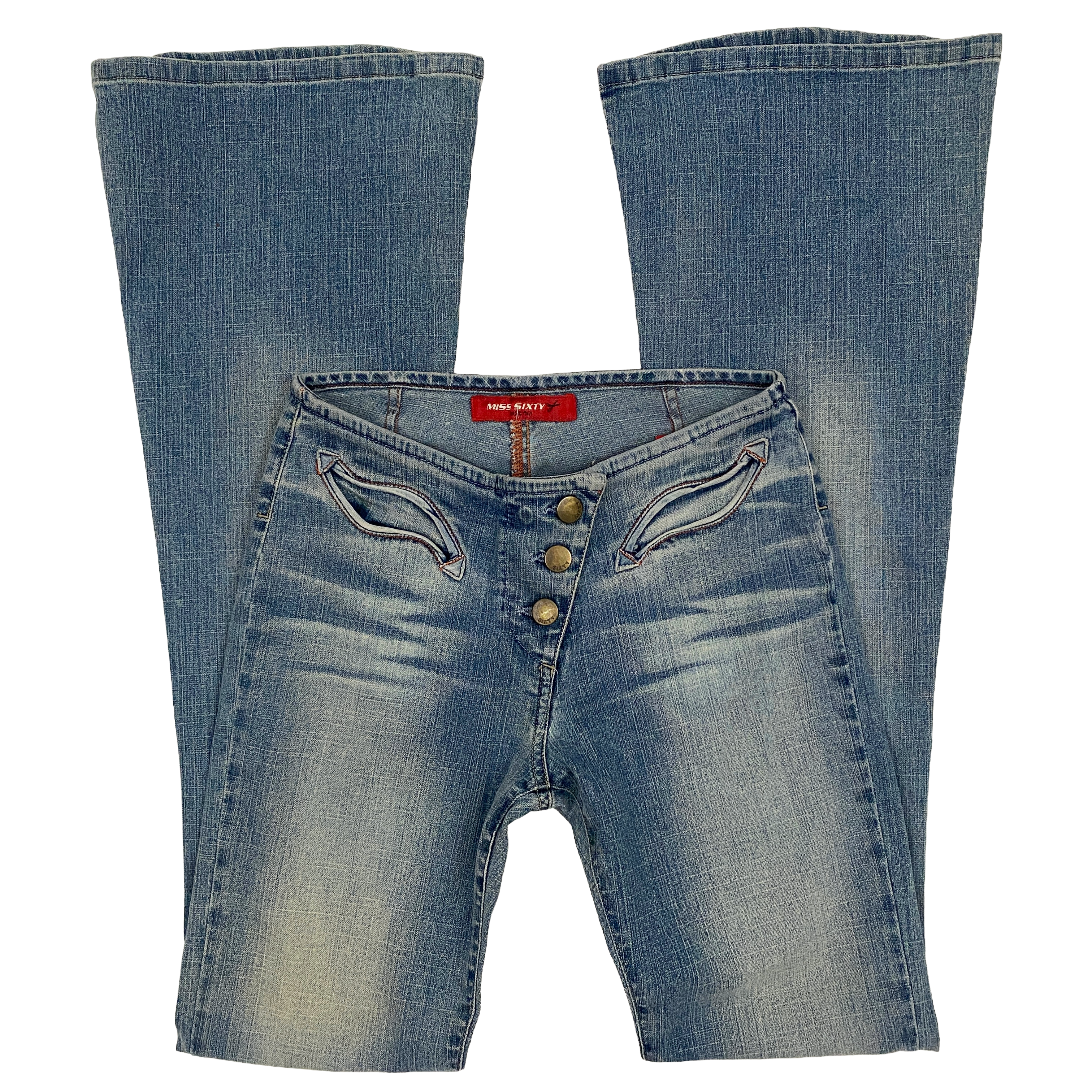 Miss Sixty 2000s Low Rise Button Fly Flare Jeans (XS)