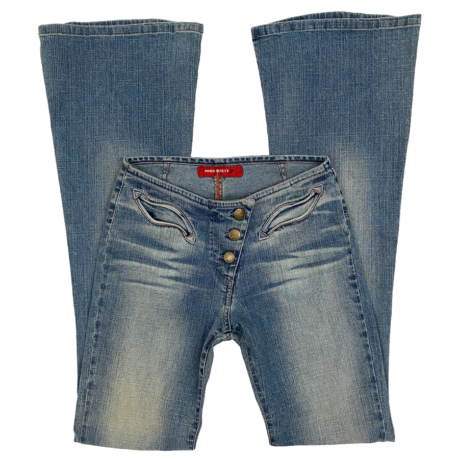 Miss Sixty 2000s Low Rise Button Fly Flare Jeans (XS)
