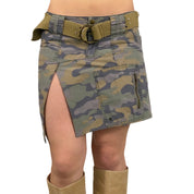 Camo Slitted Belted Skirt (S)