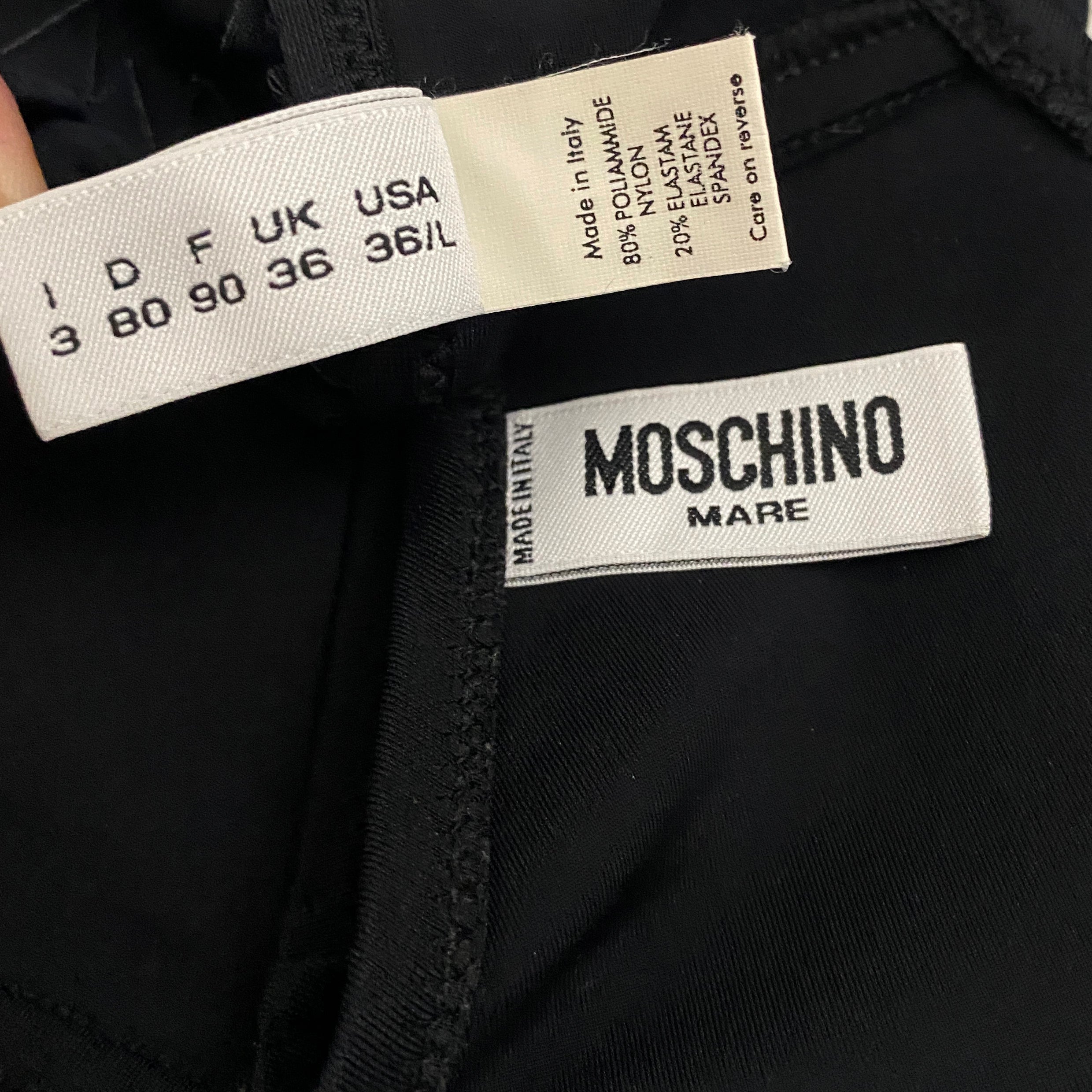Moschino Mare Black Ribbon Trim Bikini Set (M/L)