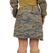 Camo Slitted Belted Skirt (S)