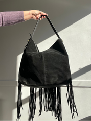 Vintage Y2K Boho Genuine Leather Fringe Shoulder Bag