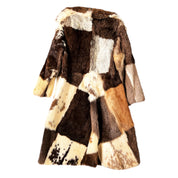 Long Patchwork Rabbit Fur Coat (M)