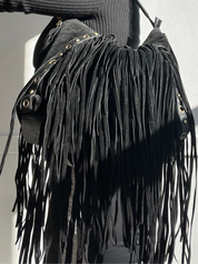 Vintage Y2K Boho Genuine Leather Fringe Shoulder Bag