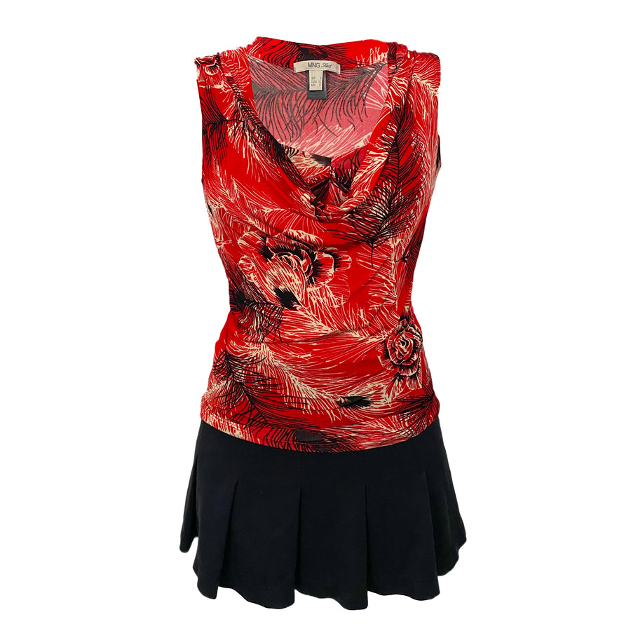 Drapey Red Rose Top (XS)