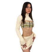 Creamy Knit Mini Skirt Set (XS)