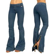 Miss Sixty 2000s Mid Rise Zip Hem Flare Jeans (XS)