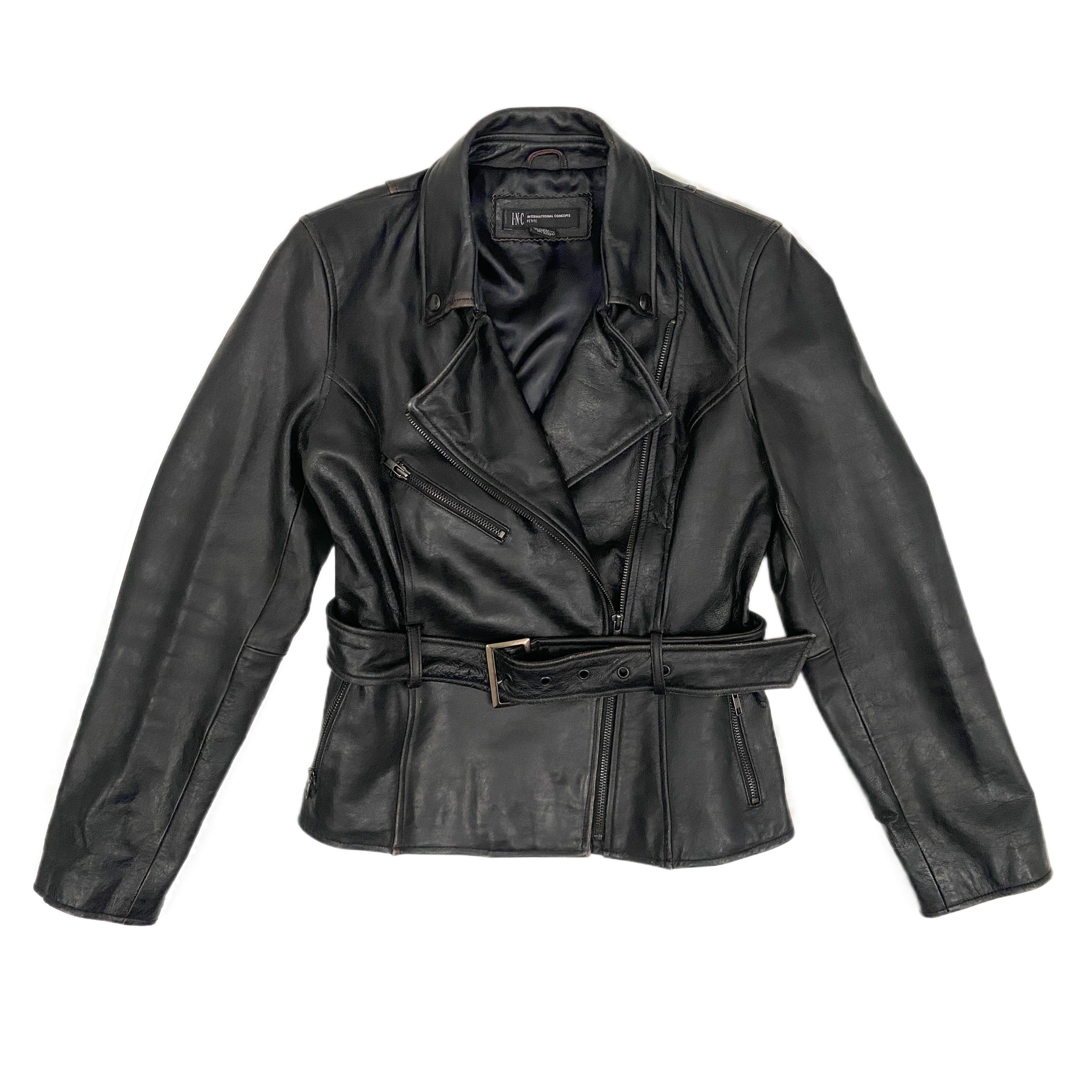 Peace, Love, Glamour Leather Biker Jacket (M)