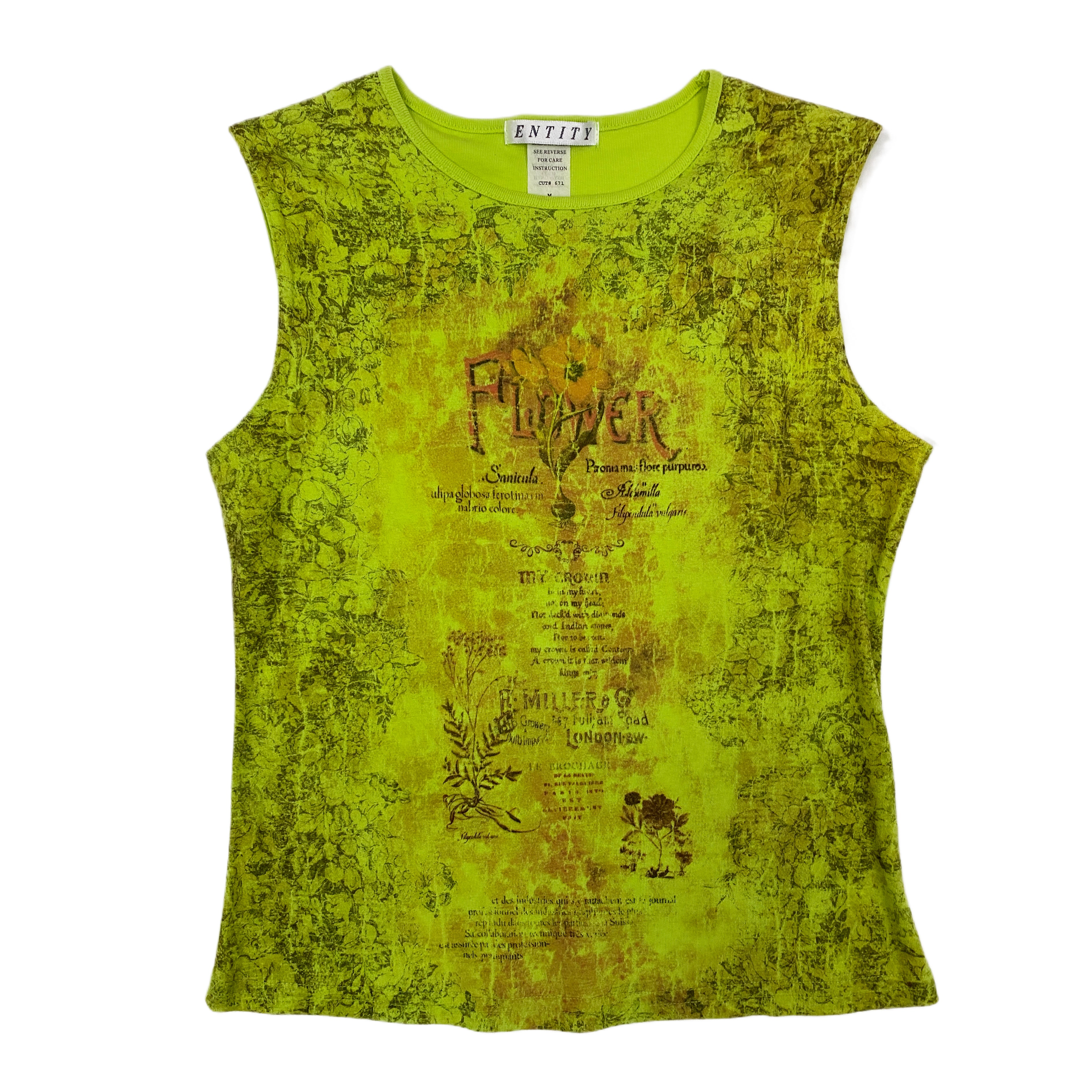 Lime Flower Muscle Tank (M)