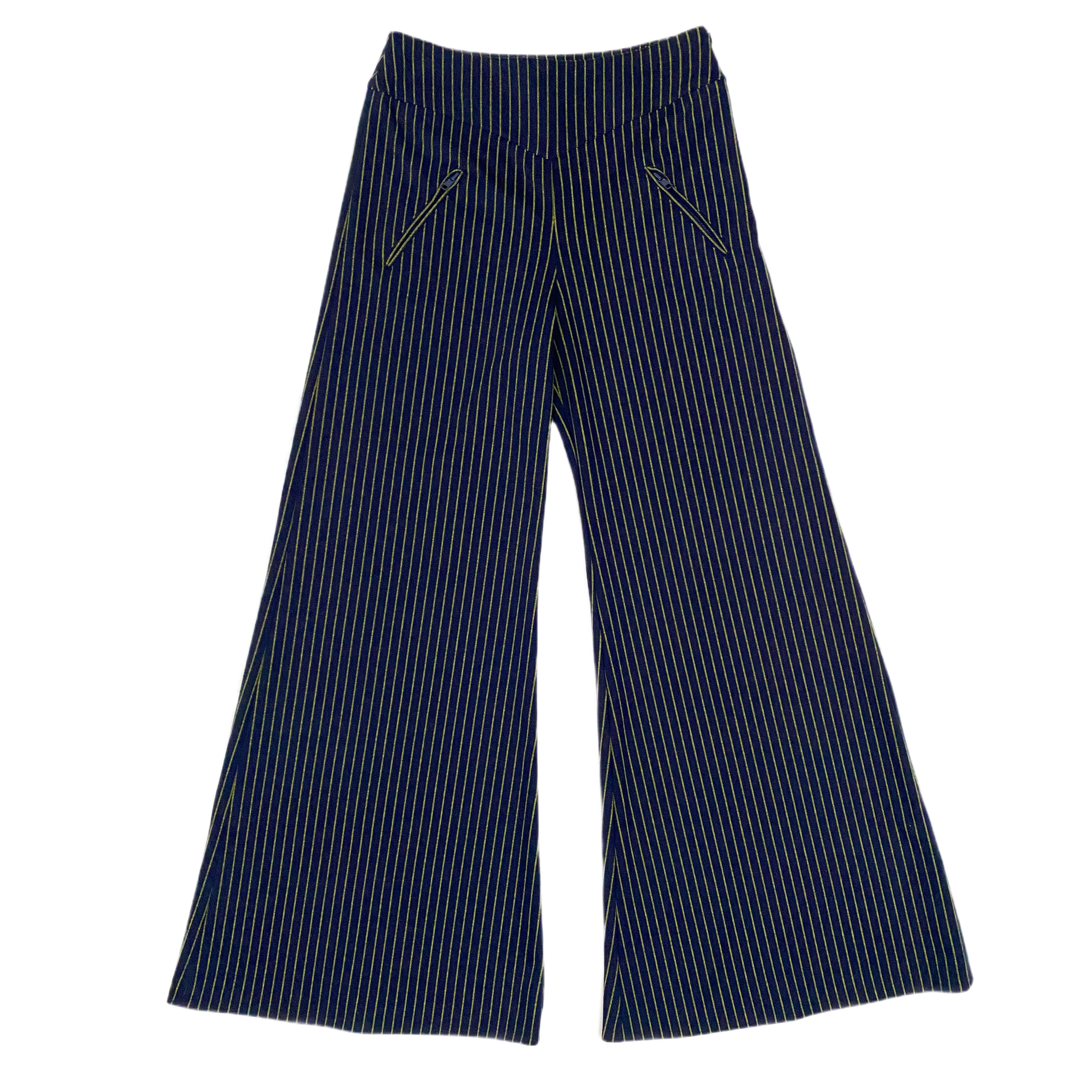 Snider Navy and Lime Pinstripe Wide Leg Pants (M)