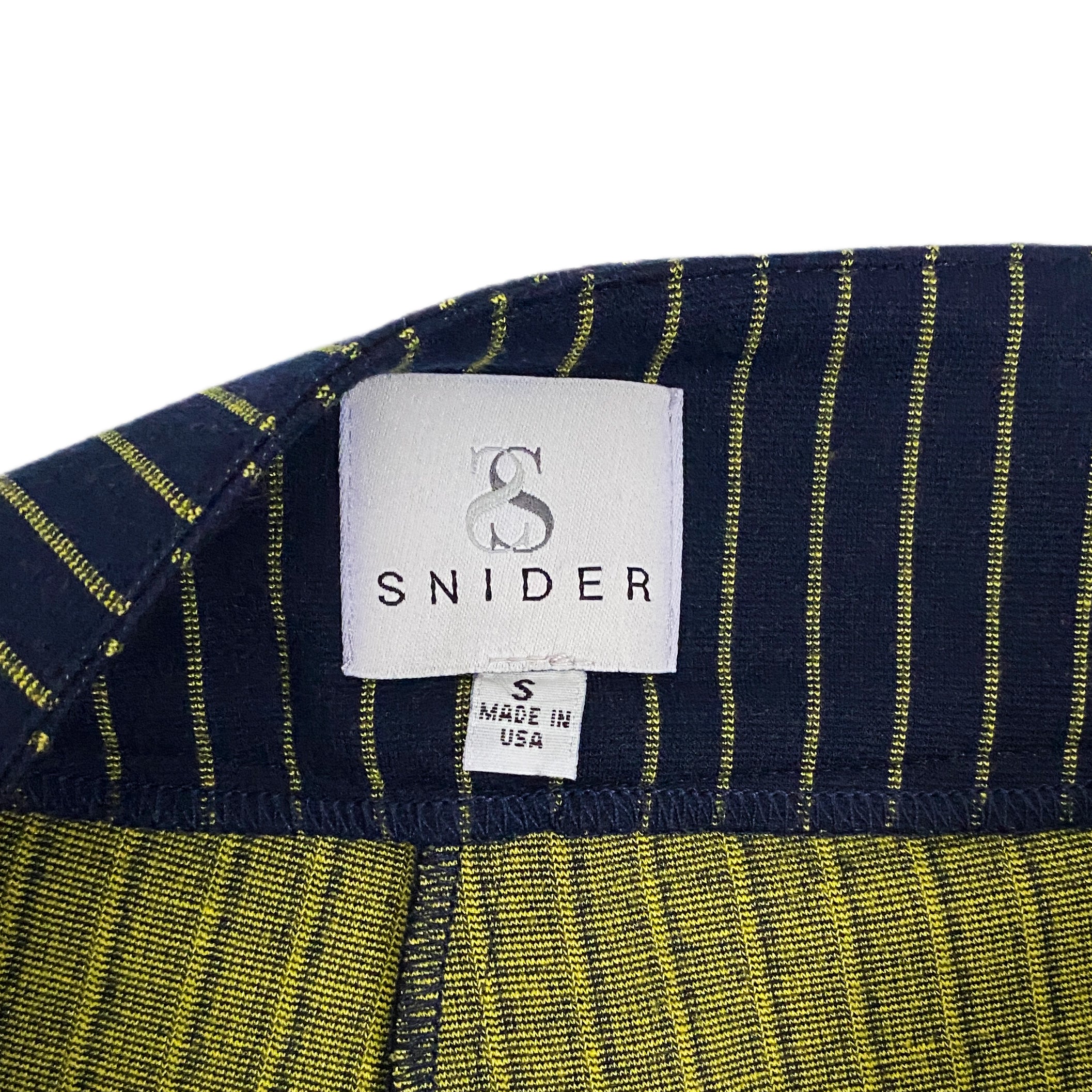 Snider Navy and Lime Pinstripe Wide Leg Pants (M)