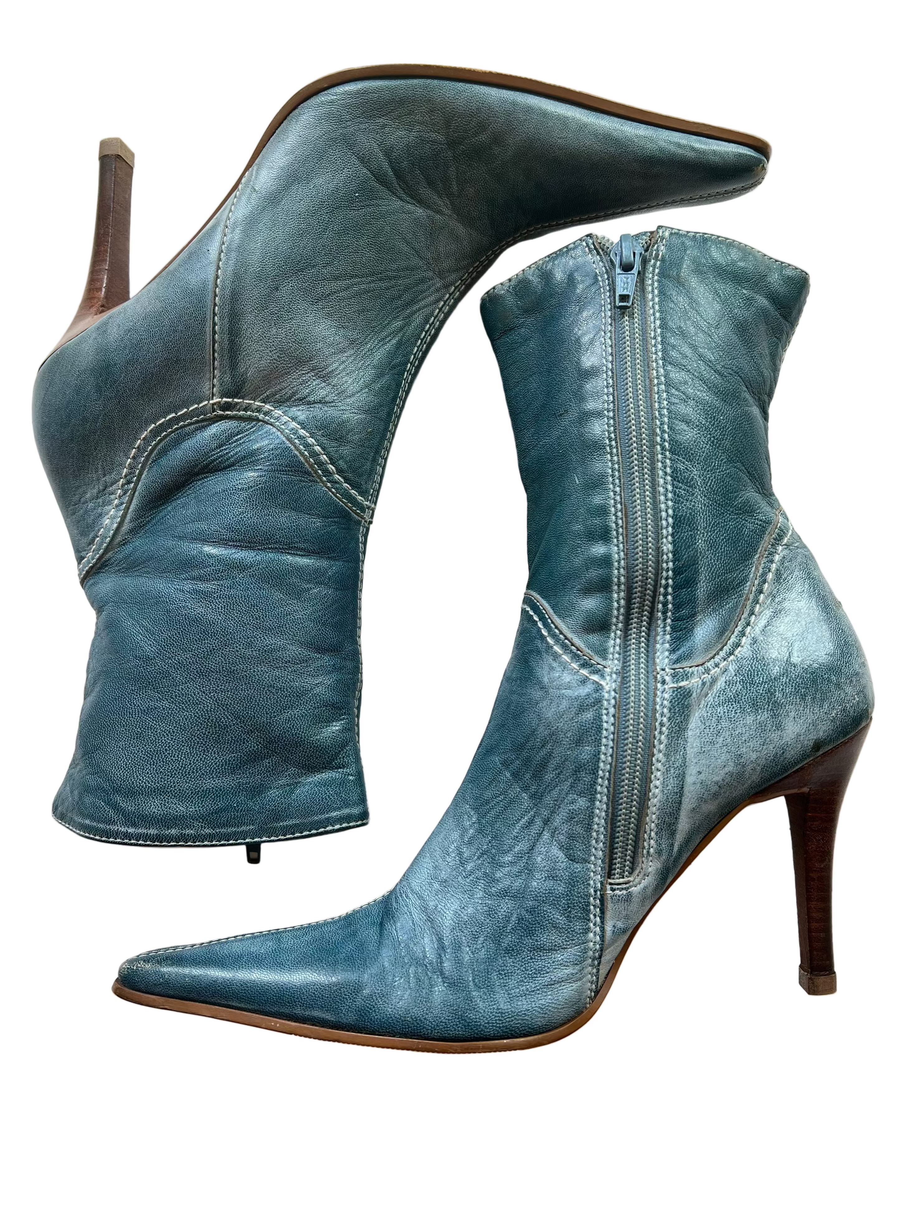 Y2K Genuine Leather Pointy Heels (8)
