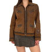 Guess Brown Leather Jacket (S)