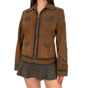 Guess Brown Leather Jacket (S)