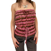 Brown & Pink Crochet Tube Top (M/L)