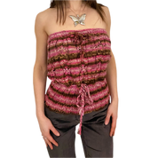 Brown & Pink Crochet Tube Top (M/L)