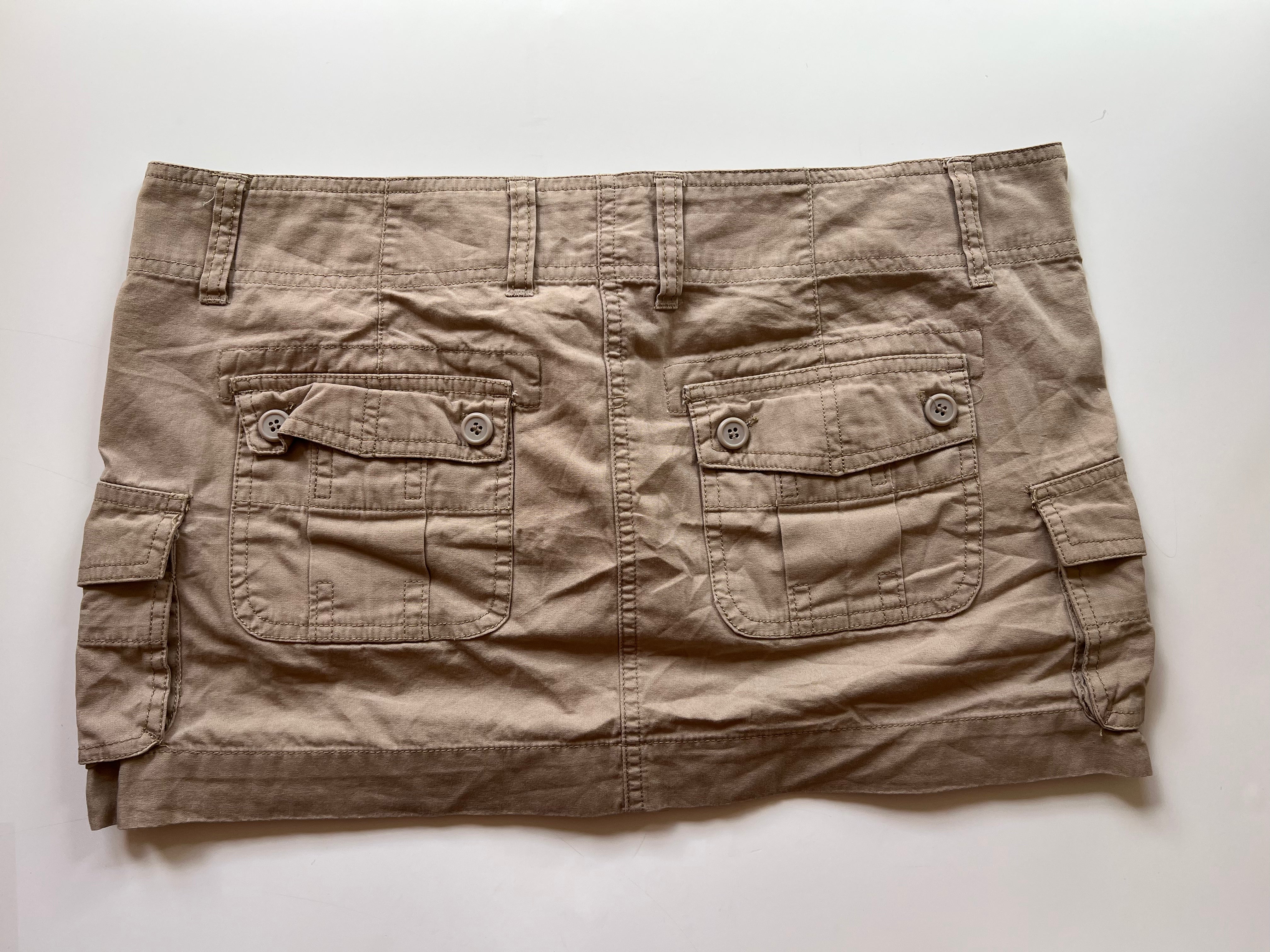 Y2K Khaki Cargo Mini Skirt (S/M)