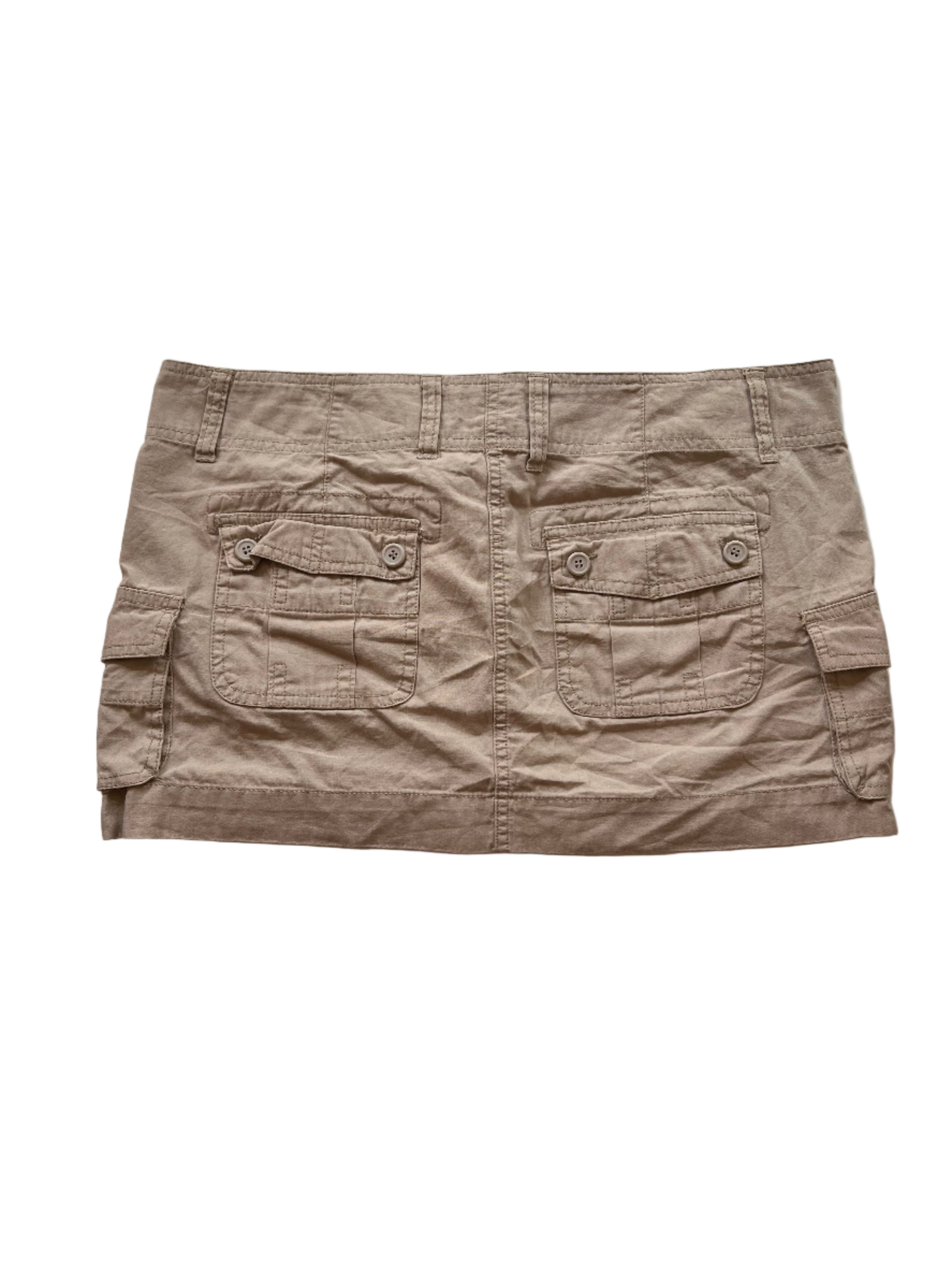 Y2K Khaki Cargo Mini Skirt (S/M)