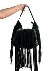 Vintage Y2K Boho Genuine Leather Fringe Shoulder Bag