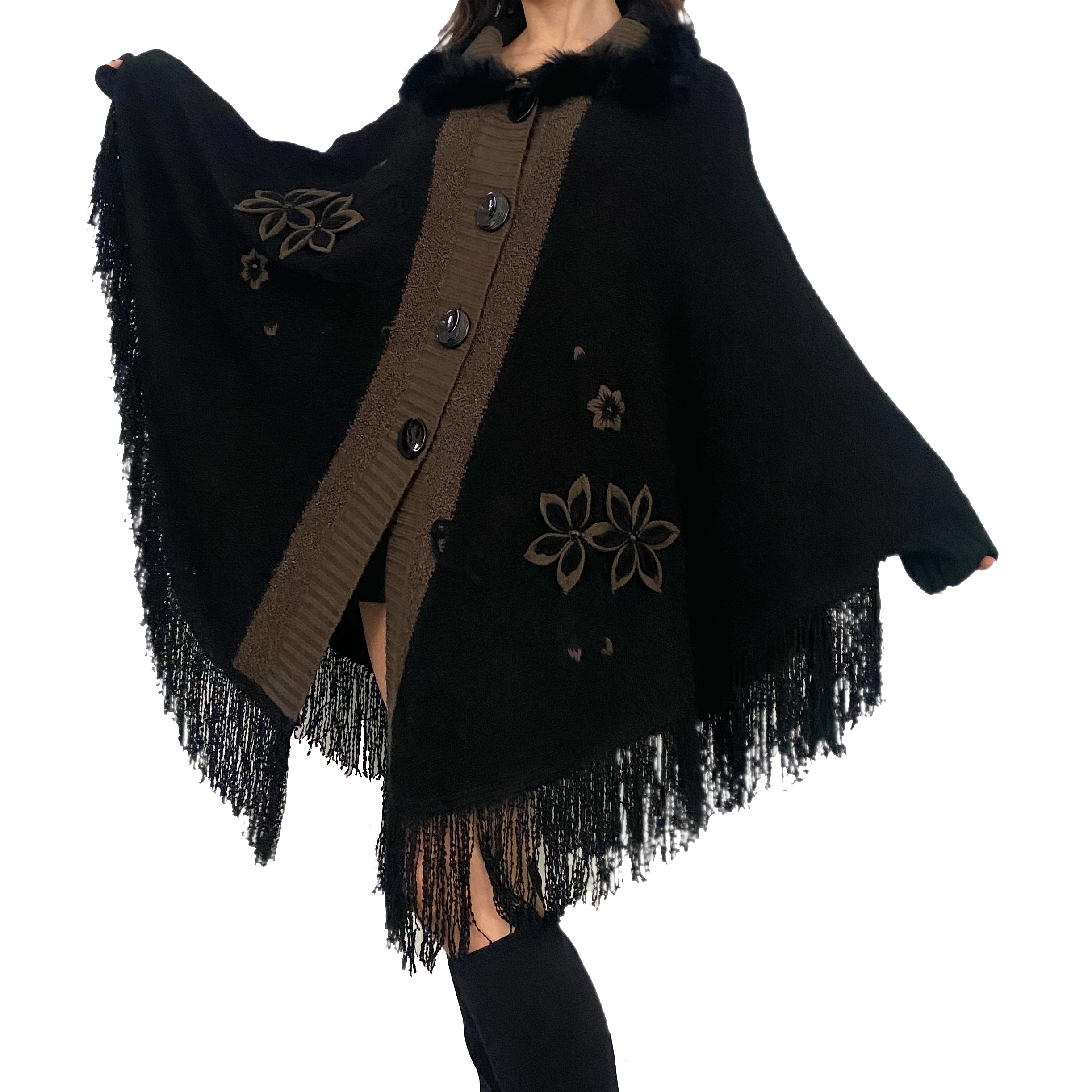 Fringe Poncho Sweater (OS)