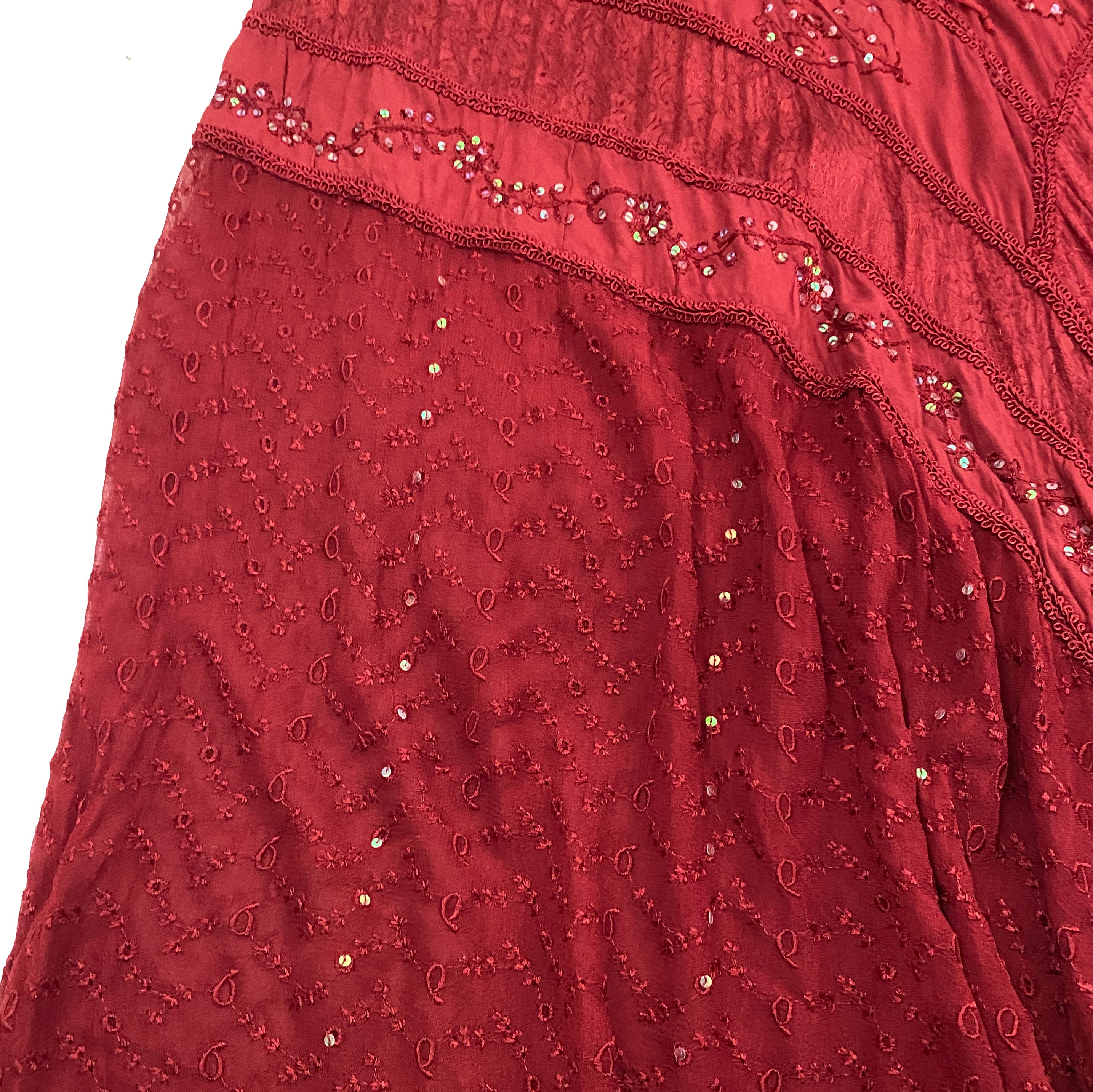 Vintage Crimson Red Embellished Fairy Maxi Dress (M/L)