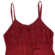 Vintage Crimson Red Embellished Fairy Maxi Dress (M/L)