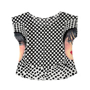 Polka Dot Split Face Graphic Top (M-L)