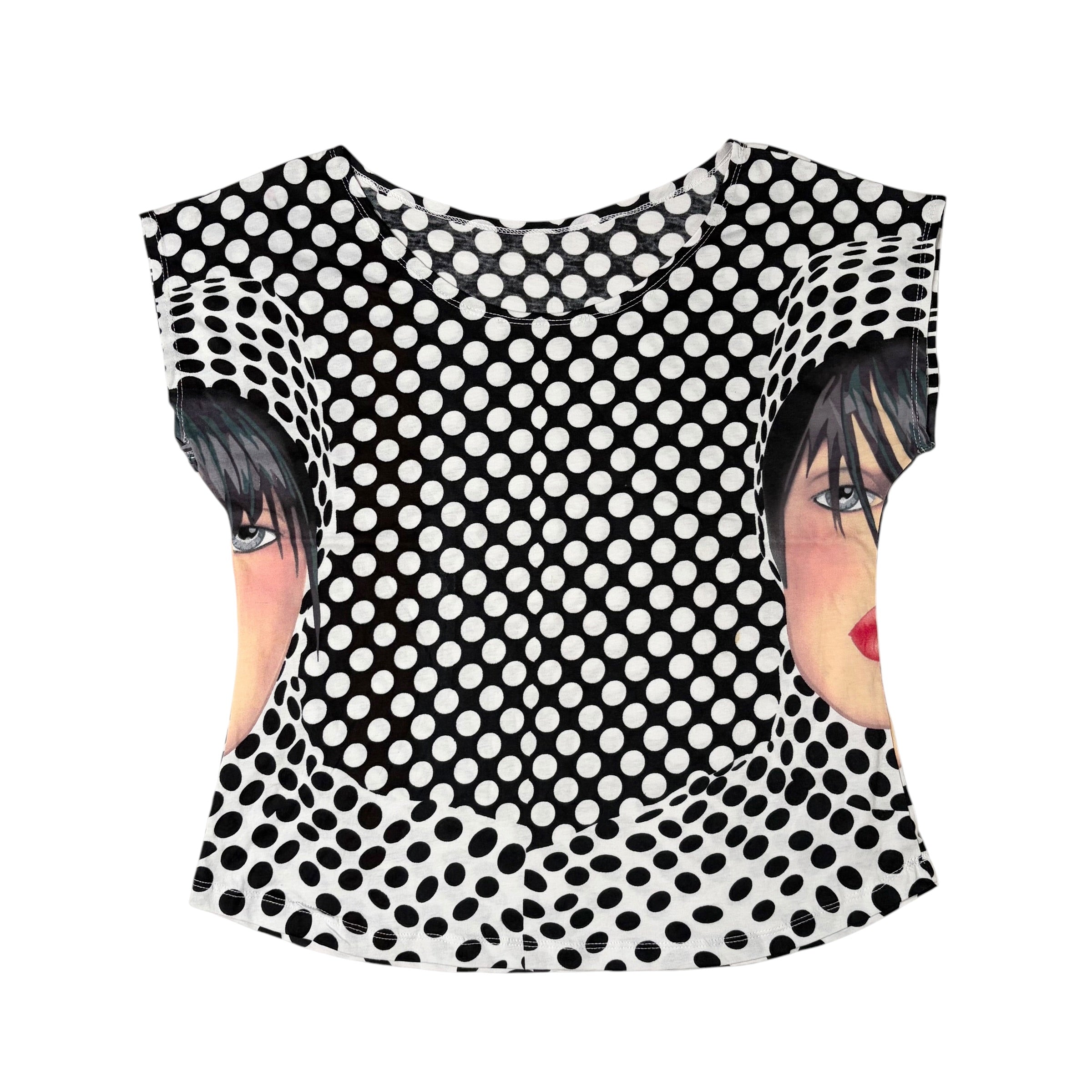 Polka Dot Split Face Graphic Top (M-L)