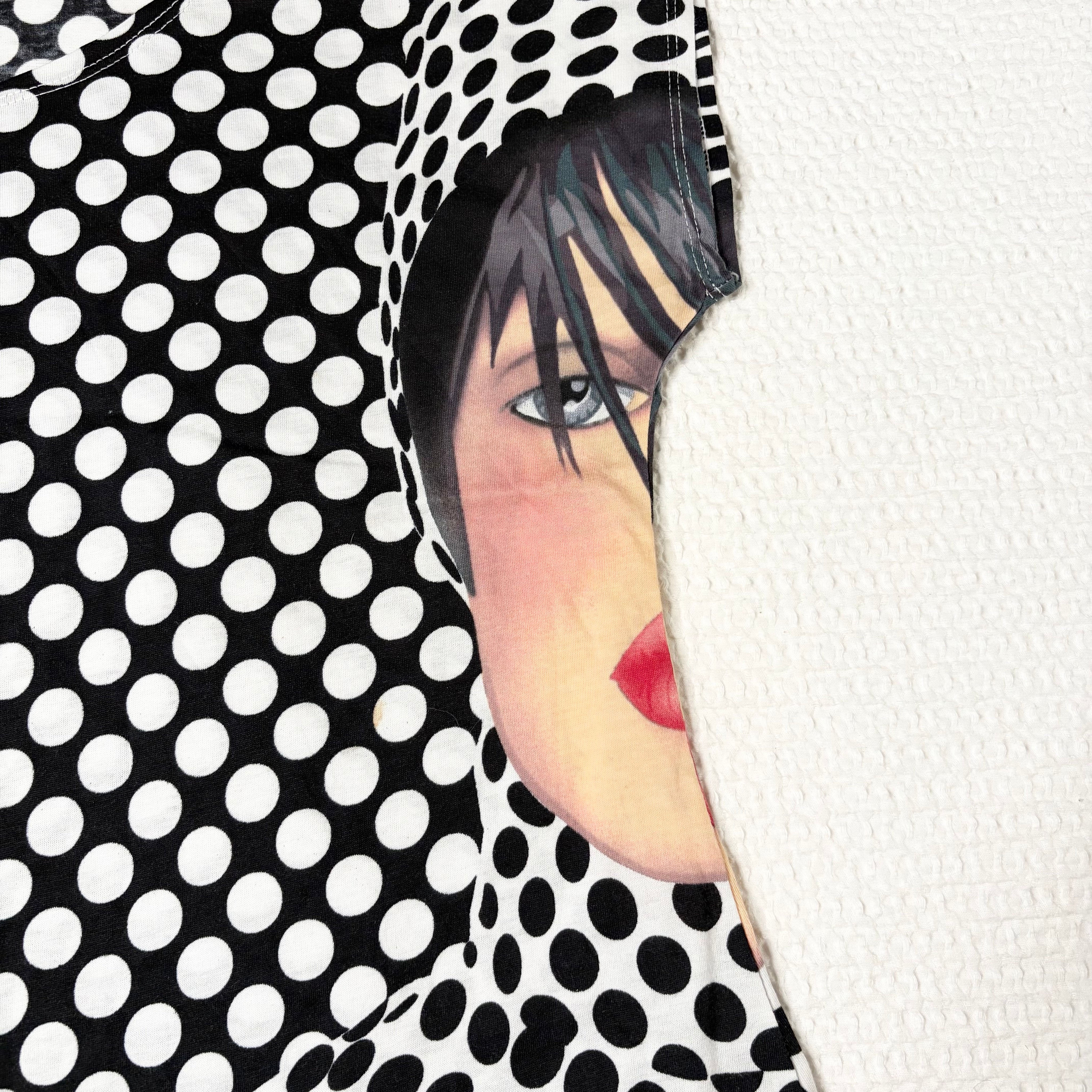Polka Dot Split Face Graphic Top (M-L)