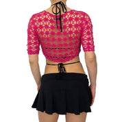 Hot Pink Crochet Shrug (XS)