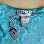 Silk Floral Beaded Asymmetrical Top with Beaded Fringe (One Size)