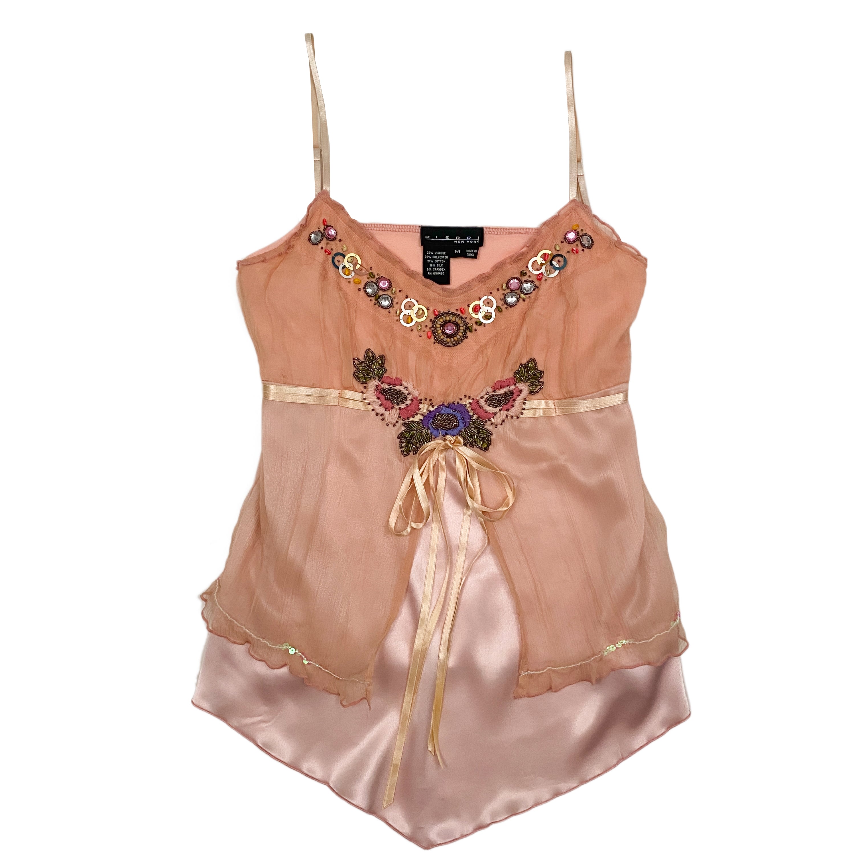Embellished Peachy Silk Fairy Tank (M)